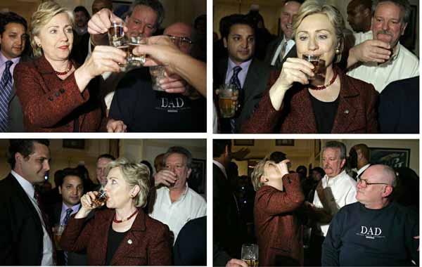 Hillary Clinton getting drunk 